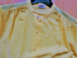 Bluse - Gr. 40 gelb Kurzarm mit Umschlag - transparente Streifen Bild 3