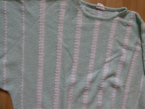 Pullover Gr. 40-42 mintgrün mit weißen Streifen / weite Ärmel Bild 3