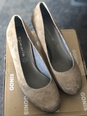 Tamaris - Velourleder Pumps   High Heels - Plateau -beige   sand - Gr. 38 - TOP