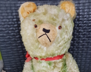 Tedddybär 70 cm grün 50er Jahre