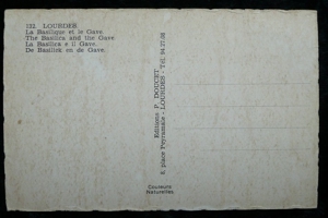 alte ,farbige Postkarte aus den 60er Jahren von Lourdes Bild 2