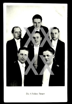 Die 6 frohen Sänger - alte,seltene Postkare aus den 30er Jahren des beliebten kölner Gesangsensemble Bild 1