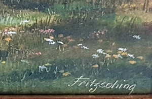 Ölgemälde Alfred FRITZSCHING Frühling Kinder Mädchen Schafe Wiese Natur Bio Landhaus Bild 2