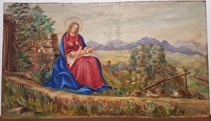 Ölgemälde Antik Madonna Heilige Maria Jesus Weihnachten Nazarener Bild 1