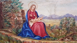 Ölgemälde Antik Madonna Heilige Maria Jesus Weihnachten Nazarener Bild 3