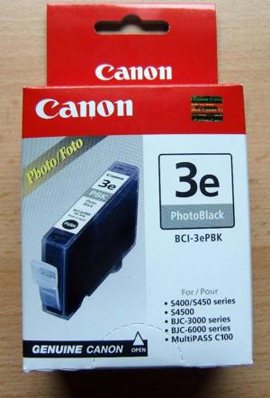Canon Tintenpatrone 3e PhotoBlack BCI-3ePBK Neu, für Series S400/S450, S4500 Bild 1