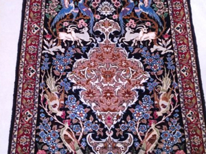 Original Perser Isfahan Bildteppich, handgeknüpft, 100 x 72 Bild 4