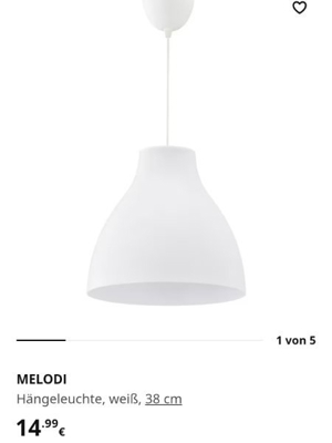 IKEA MELODI Hängelampe Deckenlampe weiß 