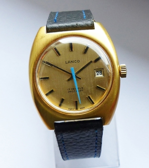 Lanco Swiss Calendar17Jewels Herren Vintage Armbanduhr Top Uhr Bild 5