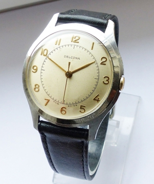 Schöne seltene Delcona Swiss Ultra-Slim Herren Vintage Armbanduhr