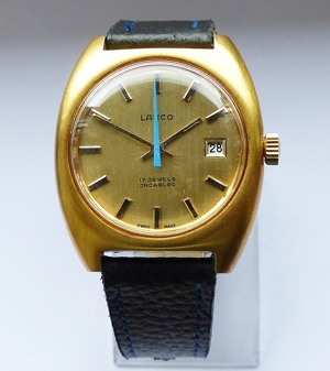Lanco Swiss Calendar17Jewels Herren Vintage Armbanduhr Top Uhr Bild 3