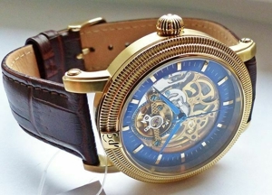 Portas - Werdau Gold-Blau Skeleton Automatic Herren Armbanduhr Bild 2