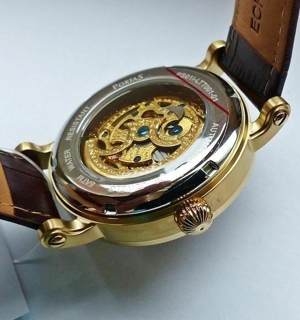 Portas - Werdau Gold-Blau Skeleton Automatic Herren Armbanduhr Bild 9
