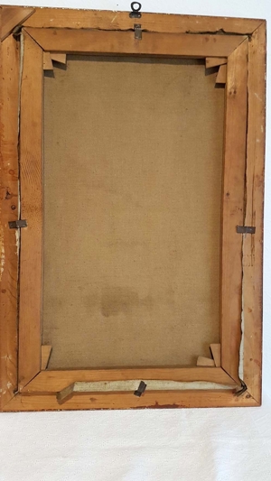 Heilige Familie Ölgemälde antik Maria Josef Jesus Kind Engel Mutter Gottes Bild 9