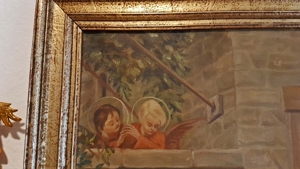 Heilige Familie Ölgemälde antik Maria Josef Jesus Kind Engel Mutter Gottes Bild 3