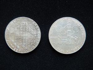 5 x 10 DM Silber Münzen Olympiade Deutschland 1972 oder Österreich 1976 Schilling Bild 2