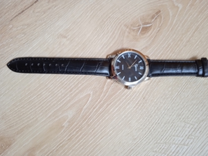 Sportliche Armbanduhr QUARTZ mit schwarzem Lederarmband UNGETRAGEN Bild 8