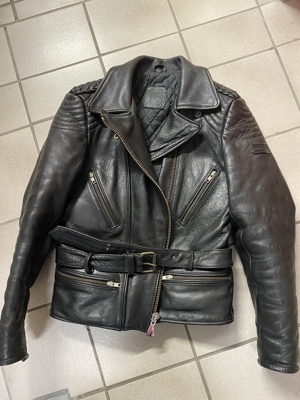 DA-Motorradlederjacke, Größe 38, schwarz, HeinGericke