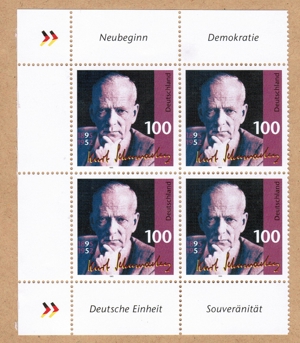 Briefmarke Kurt Schumacher vierer zum 100. Geburtstag, no PayPal
