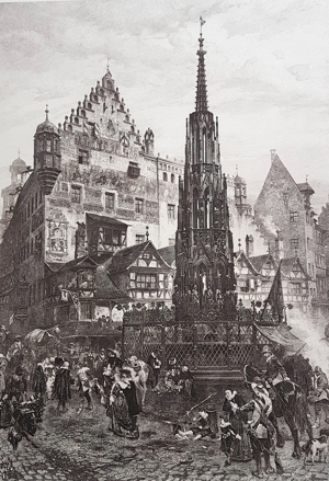 Lorenz Ritter SW Radierung Kupferstich Grafik Nürnberg Schöner Brunnen Bild 9