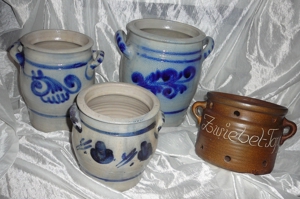 3 x Steinguttopf Steingut Topf / Töpfe + 1 Zwiebel Topf