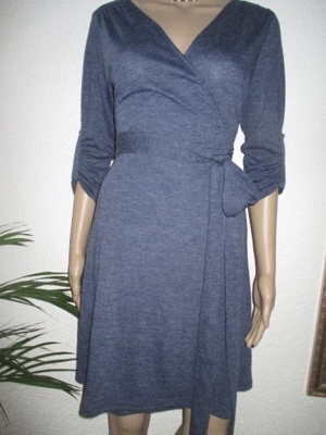 NEU Wickel Optik Wolle Strech Koffer Kleid ESPRIT Gr. 36/ S rauch blau Bild 3
