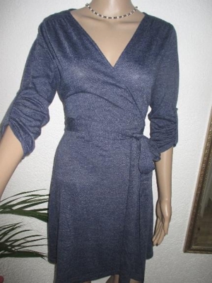 NEU Wickel Optik Wolle Strech Koffer Kleid ESPRIT Gr. 36/ S rauch blau Bild 2