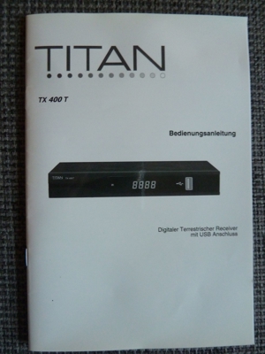 DVB-T Receiver SetOne Titan TX-400 T, Orig. Bedienungsanleitung Bild 1