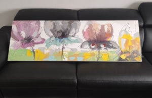 Bild, modern - 4 Blumen auf Leinwand in ca. 150 x 50 cm Bild 3