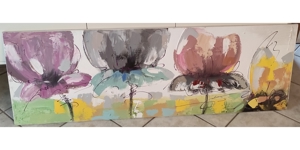 Bild, modern - 4 Blumen auf Leinwand in ca. 150 x 50 cm Bild 2
