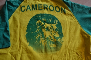 Verkaufe adidas T-Shirt, Gr. L, Farbe gelb mit grünen Ärmeln, Cameroon-Logo Bild 3