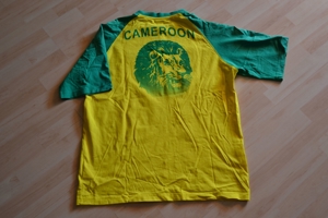 Verkaufe adidas T-Shirt, Gr. L, Farbe gelb mit grünen Ärmeln, Cameroon-Logo Bild 2