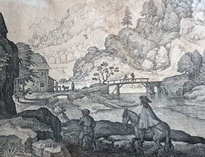 2 Kupferstich Merian Matthäus um 1640 Reiter Fluss Stadtmauer Topographia Germaniae Altmeisterdruck Bild 2