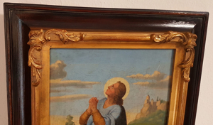 Antikes Ölgemälde Heiliger Wendelin Wendel König Hirte Kuh Schaf Kapelle Bild 3