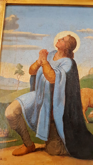 Antikes Ölgemälde Heiliger Wendelin Wendel König Hirte Kuh Schaf Kapelle Bild 9