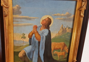 Antikes Ölgemälde Heiliger Wendelin Wendel König Hirte Kuh Schaf Kapelle Bild 5