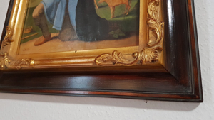 Antikes Ölgemälde Heiliger Wendelin Wendel König Hirte Kuh Schaf Kapelle Bild 4