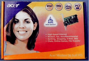 älteres Acer Modem 56 K Surf PCI V.92 High-Speed Internet - unbenutzt in der OVP Bild 1