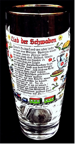 Bierglas mit Bildern + Text : Lied der Schwaben - ca. 0,5 Liter Volumen Bild 1