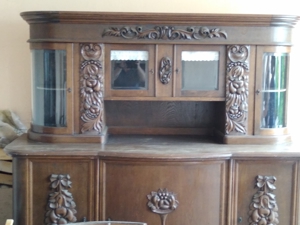 Antiker Wohnzimmerschrank, Jugendstil, massiv