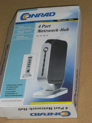 4-Port-Netzwerk-Hub zum Nachrüsten für USB-Geräte ohne Netzwerkanschluss Bild 2