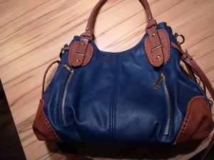 Damenhandtasche blau braun Bild 1