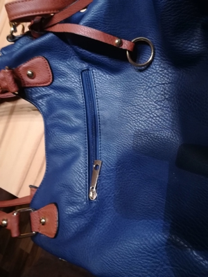 Damenhandtasche blau braun Bild 4