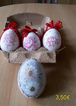 Ostereier mit Motiven + Borte + 2 große Eier, Deko Bild 6
