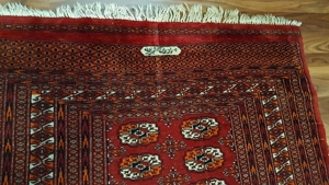 Antiker Turkmenen Stammes Teppich mit Signatur Kartusche Tekke Göl Rug Bild 5