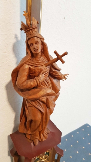 Kloster Standkruzifix neogotisch 1890 Kreuz Maria Dolorosa Holz Jesus Christus Altar Bild 7