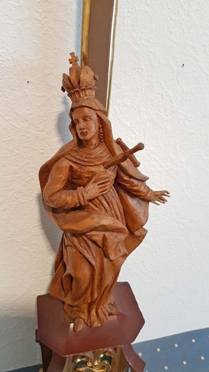 Kloster Standkruzifix neogotisch 1890 Kreuz Maria Dolorosa Holz Jesus Christus Altar Bild 3