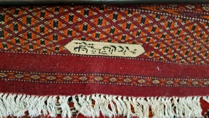 Antiker Turkmenen Stammes Teppich mit Signatur Kartusche Tekke Göl Rug Bild 8