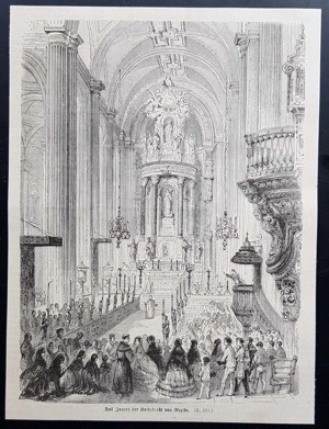 Kathedrale von Mexiko Holzstich um 1860 antik