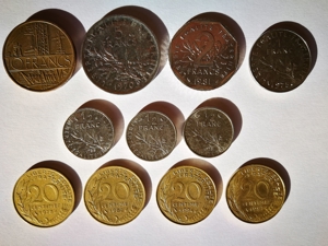 Münzsatz Frankreich 1963 bis1997 / FRANC / 20 Münzen